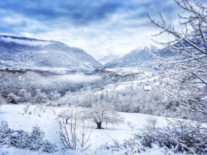 De vallei van de Guil in de winter